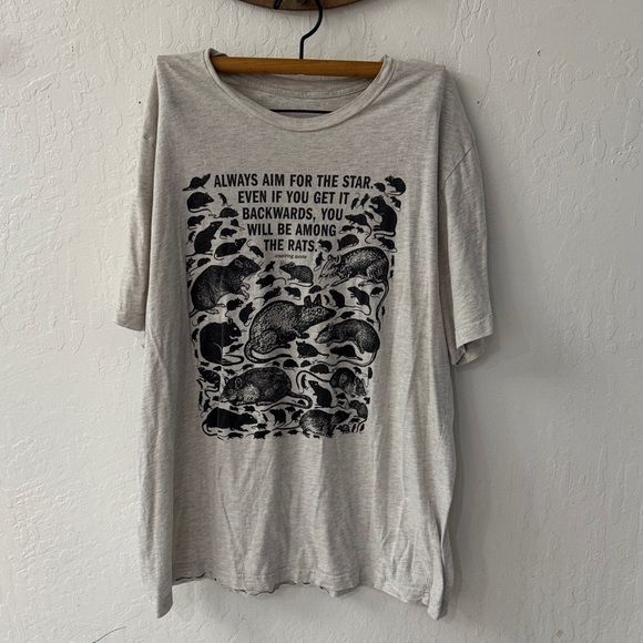 Tops - Inspiring Quote Rats Graphic T Shirt Gray Oversized
